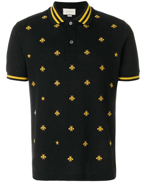 gucci black polo shirt simple|Gucci bee embroidered polo shirt.